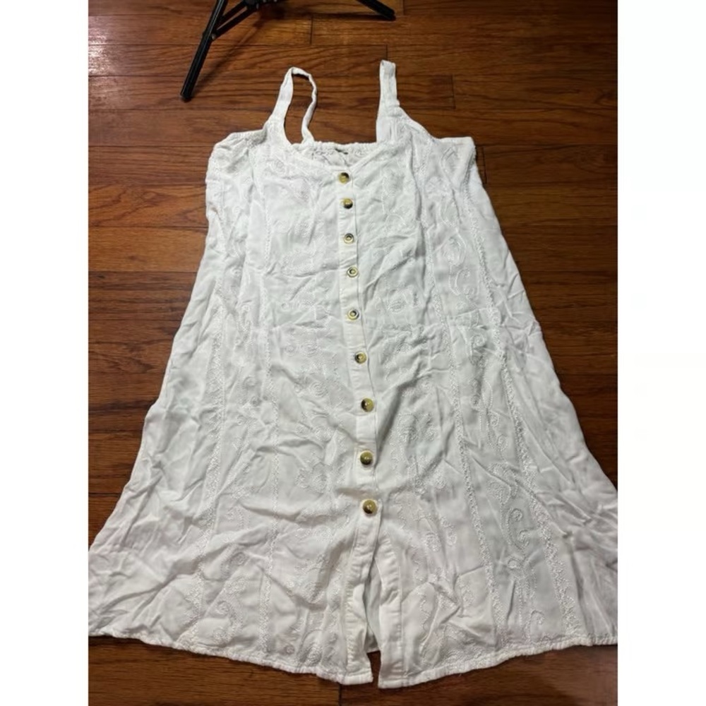 White Eyelet Button-Front Sundress